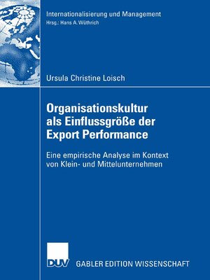 cover image of Organisationskultur als Einflussgröße der Export Performance